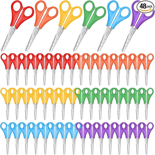 Kids Scissors Bulk of 48-Pack, Taotree 5" Kid Scissors for School Office | School Supplies, Craft Supplies, Small Blunt Tip Safety for Toddler Child Student Classroom Teacher Scrapbook Scrapbooking