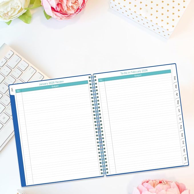 2026-2027 Monthly Planner - 18 Monthly Calendar, January 2026 - June 2027, Two Pages Per Month, 9" x11" Planner with Tabs, Strong Twin-Wire Binding, Inner Pocket, Teal
