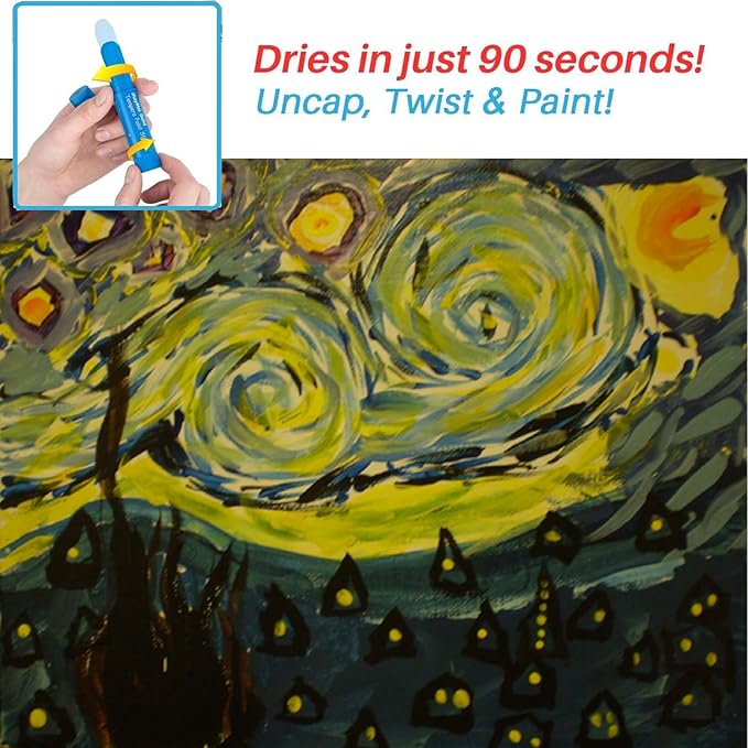 MayMoi Tempera Paint Sticks - 12 Bright Colors, Quick Drying, Easy to Color and Washable Crayons for Teens and Students