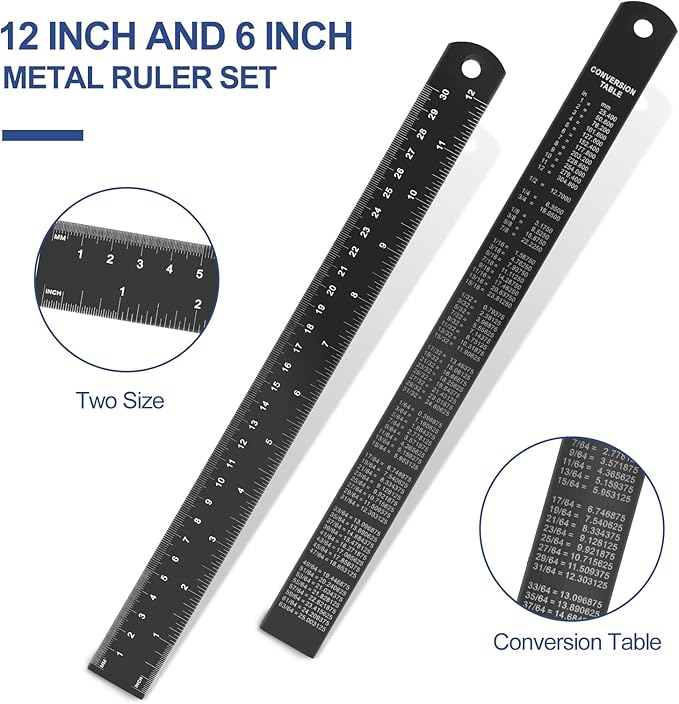 Architectural&Engineering Triangular Scale Ruler, 12 Inch Architectural Scale Ruler Set, Laser-Etched Aluminum with Stainless Steel Ruler for Architects, Students, Draftsman, Engineers (3 PCS)