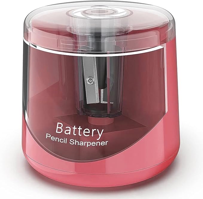 Battery Powered Electric Pencil Sharpener, Small Battery Operated Pencil Sharpeners Portable, Fast Sharpen, Suitable for 6-8mm No.2/Colored Pencils, School, Classroom, Office, Home(PS-03)