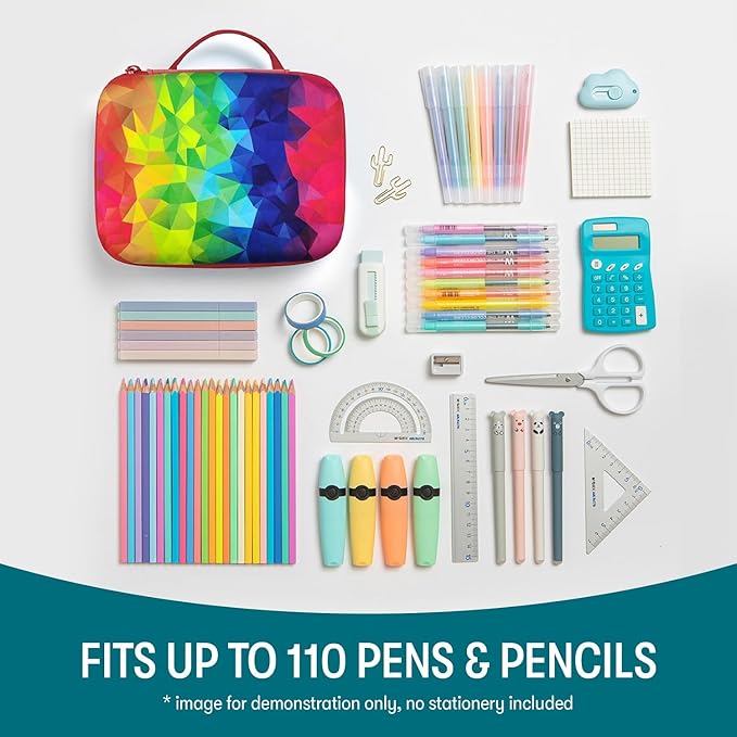 ZIPIT Jumbo Pencil Case for Girls, Cute Pencil Box for School, Large Capacity Stationery Organizer Box ,Kaleidoscope