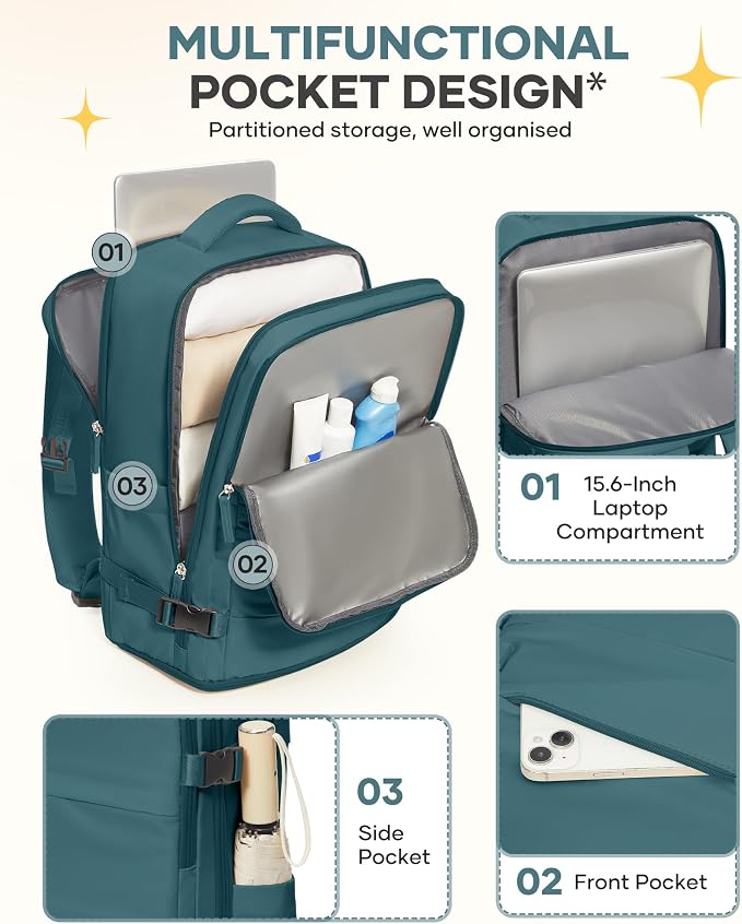 coofay Large Travel Backpack For Women Men Airline Approved Carry On Backpack Flight Approved Waterproof Sports Luggage Backpack Casual Daypack Small Hiking Backpack