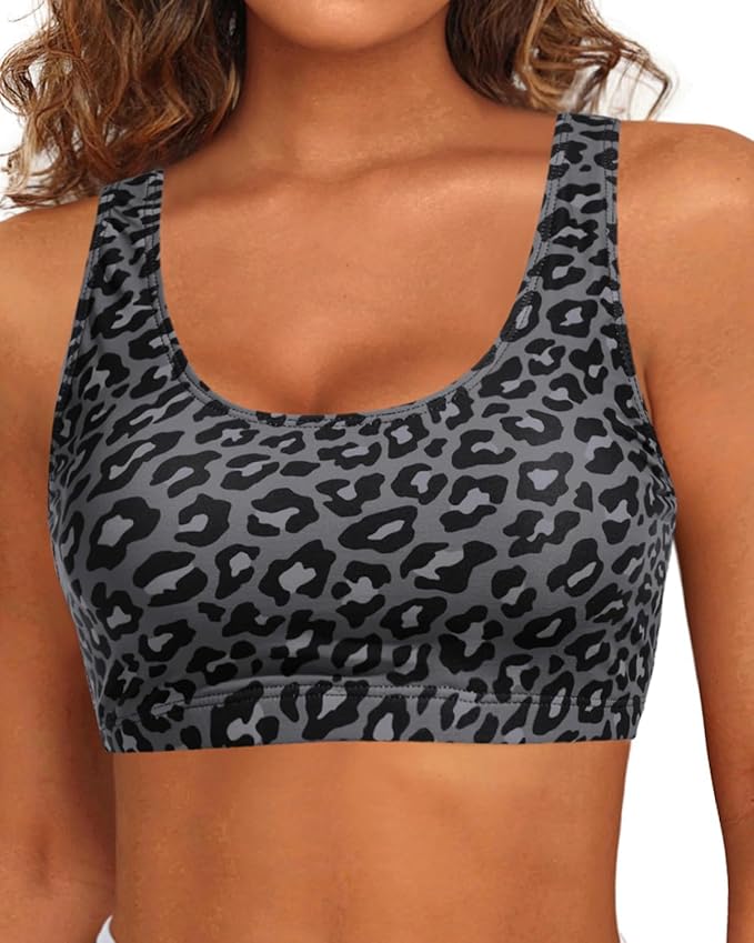 Tempt Me Women Sports Bra Bikini Top Push Up Scoop Neck Bathing Suits Top Padded Swim Crop Tops Only