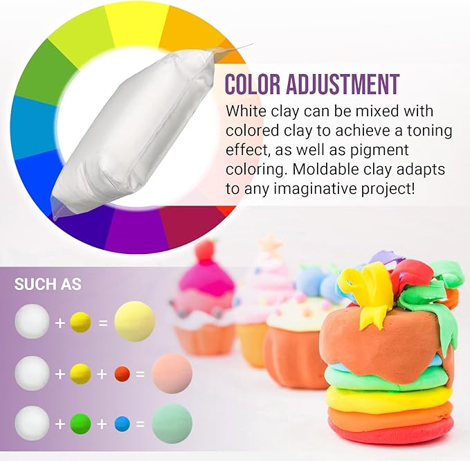 CALPALMY Air Dry Clay (8.5oz), Bulk 24-Pack White Moldable Foam Clay, Airdry Soft Clay for Kids Gifts Partty and School Project Supplies, Perfect for Crafts Cosplay Sculpting and Artistic Projects
