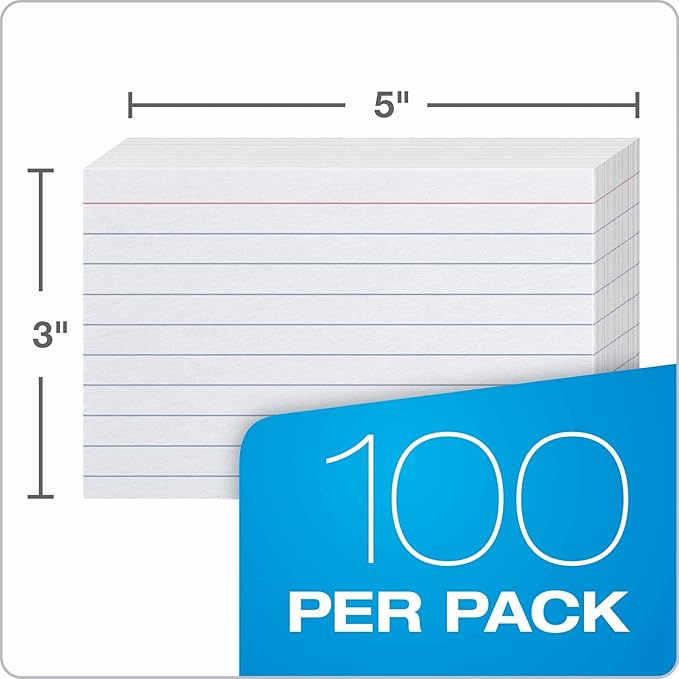 Oxford Ruled Index Cards, 3" x 5", White, 1,000 Cards (10 Packs of 100) (31)