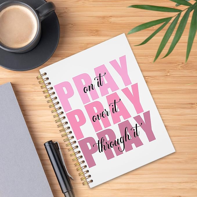 UTELKA Pink Christian Notebook, Prayer Bible Spiral Notebook 5.5x8.3