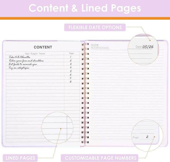 LABUK A4 Large Notebooks for Women Men, Spiral Notebook 8.5 x 11, 110 Pages College Ruled Hardcover Notebook for Work School Note Taking