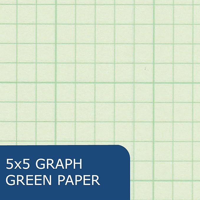 ROARING SPRING Graph Paper Notebook, Spiral Lab Notebook, 24 Pack, Green Tinted Paper, 80 Sheets, 11" x 8.5", Quad Ruled 5x5 Grid, Made in USA, Ideal for Math, Engineering & Science