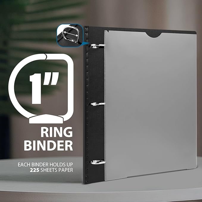 WOT I Telescoping 3 Ring Binder 1 Inch, Expandable Binder - Patented Design for Easy Portability, Holds 8.5"x11" Paper, Perfect for School, Office&Home Organization, Black