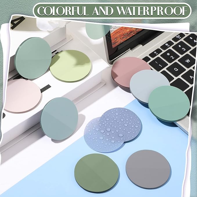 Sabary 500 Sheets Transparent Sticky Notes Round Translucent Sticky Notes Tabs Colorful Page Flags Stickers Clear Book Markers Bible Journaling Office Back to School Supplies(1.75 Inch,Dark)