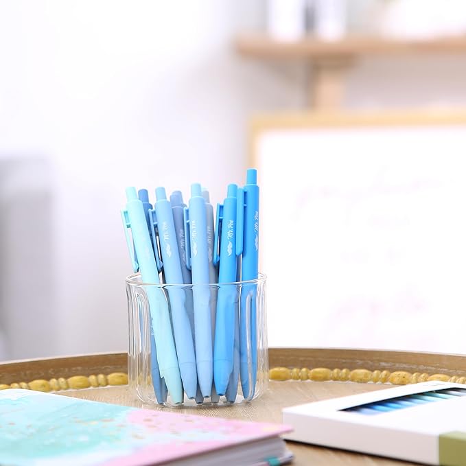 Mr. Pen- Retractable Gel Pens, 12 Pack, Black Ink, Sky Blue Barrel, Fine Point 0.5mm, Fast Dry, Smooth Writing, Cute Pens for Drawing, Writing Planner and School Supplies