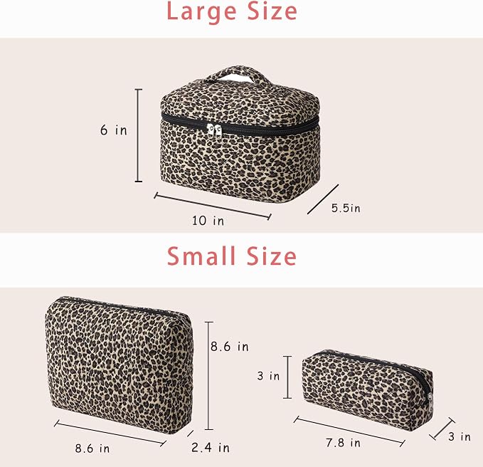 uekeboag Large Travel Quilted Makeup Bag for Women | Soft Floral Cotton Cosmetic Bag, Foldable Coquette Aesthetic Toiletry Organizer