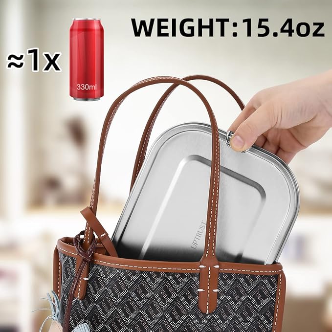 UPTRUST Stainless Steel Bento Lunch Food Box Container, 5-Compartment Large 1400ML Metal Bento Lunch Box Container for Kids or Adults with Lockable Clips to Leak Proof