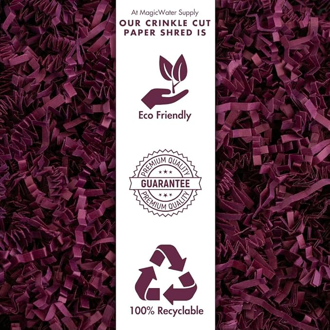 MagicWater Crinkle Cut Paper for Gift Baskets - 5LB - Burgundy - Perfect for Shredded Paper Filler, Basket Filler, Gift Boxes, Bridesmaid Gifts, Christmas Stuffers & More – Ideal for All Occasions
