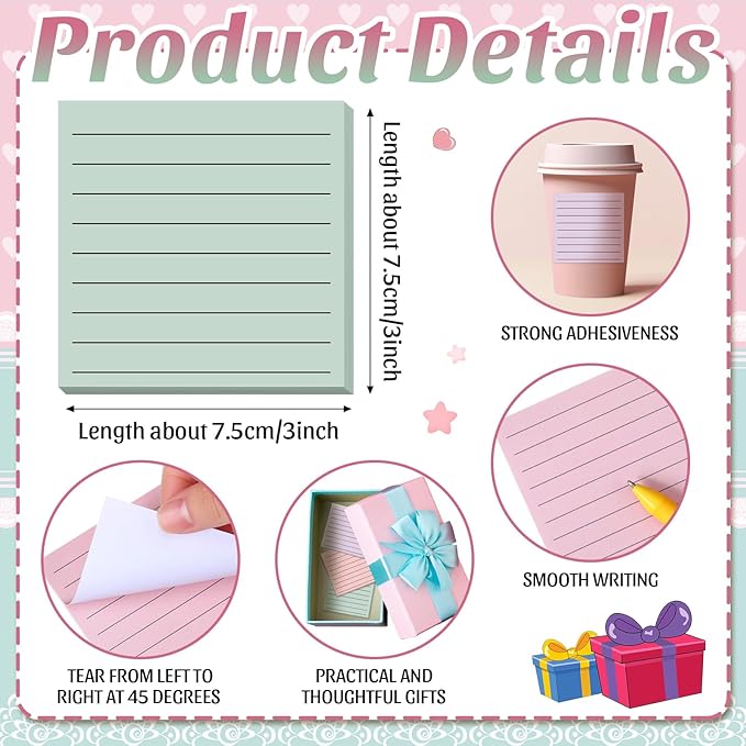 Yinder 24 Pcs Inspirational Sticky Notes Cute Motivational Sticky Notes Pad End of Year Employee Appreciation Gifts Bulk for Teacher Nurse Coworkers Office Supplies 3 x 3'' (No Words,Aesthetics)