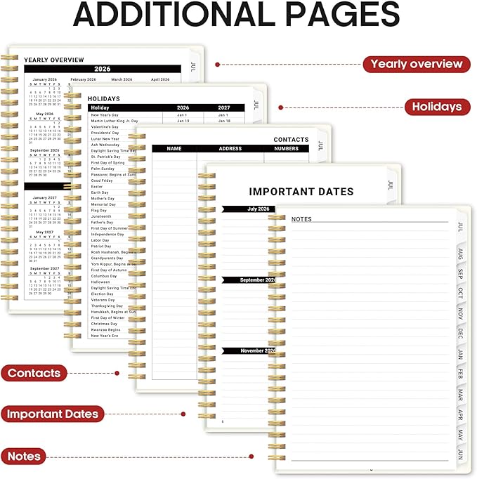 Planner 2026-2027, Academic Year Monthly and Weekly Calendar Planner, Jul 2026 - Jun 2027, Hardcover Teacher Student Planning Agenda book with Tabs, Perfect for School Office Supplies, 6.3" x 8.5" - Floral Gallery