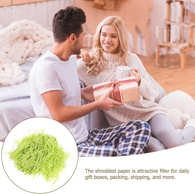 TEHAUX Shredded Paper Filler 500g Deep Green Crinkle Cut Tissue Paper Box Stuffing for Boxes Packaging Basket Filler Decorative Eco-friendly Raffia Grass Alternative