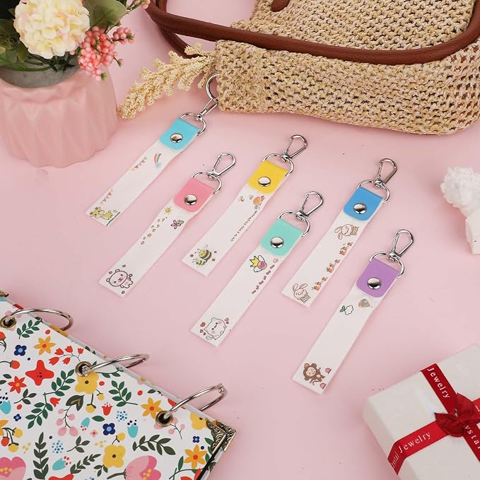 6 Pcs Personalized Name Tag Hooks for Kids Child ID Tags Backpack Name Tag Daycare Name Label Hooks for Backpacks Water Bottle (Cute Style)