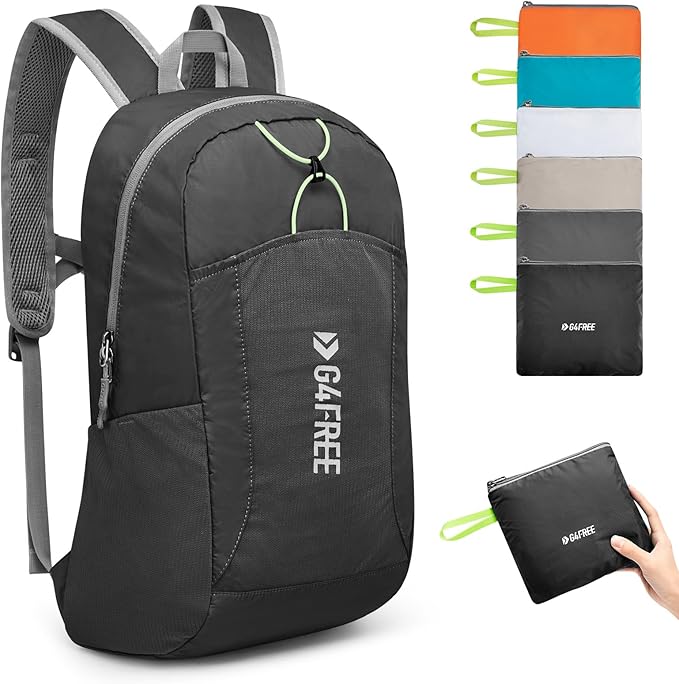 G4Free 24L Lightweight Packable Hiking Backpack Sport Travel Daypack Water Resistant for Women Men | Water Resistant Material, 11.4*7.9*18.5 in, Outdoor Sports, Travel, Hiking, Day trips, Cycling, Daily Use, Foldable Backpack