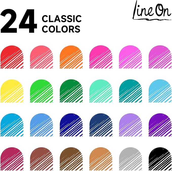 Colored Gel Pens, Lineon 24 Colors Retractable Gel Ink Pens with Grip, Medium Point(0.7mm) Smooth Writing Pens Perfect for Adults and Kids Journal Notebook Planner, Writing in Office and School
