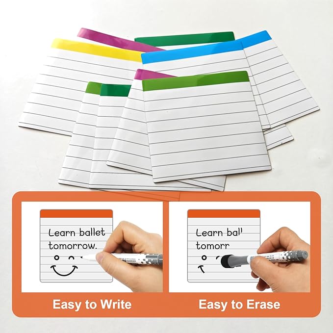 Durable Lined Sticky Notes Magnets,Small Magnetic Pads,Square 4X4 12 Pieces
