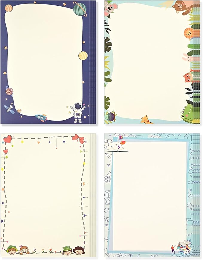 BAYTORY 40Pcs Stationery Letter Writing Paper, A4 Cute Writing Paper Sheets 8.27 x 11.69 In, Decorative Stationery Paper for Letters, Invitations (Cute Blank)