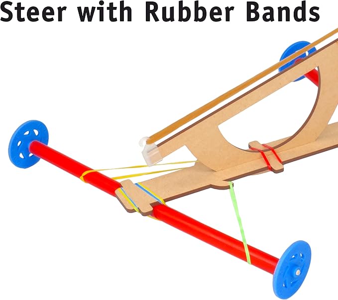 Rubber Band Propeller Car Kit, 10-Pack – Build 10 Rubber Band Propeller Cars, Complete STEM Engineering Project Kit for Classrooms, Ages 8+