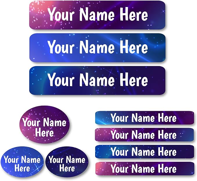 Lovable Labels Personalized Labels for Kids (85 Labels/Pack) - 3 Label Sizes Waterproof Dishwasher Safe Peel & Stick Labels for School Supplies Daycare Camp Clothing Bottles (Darkside)