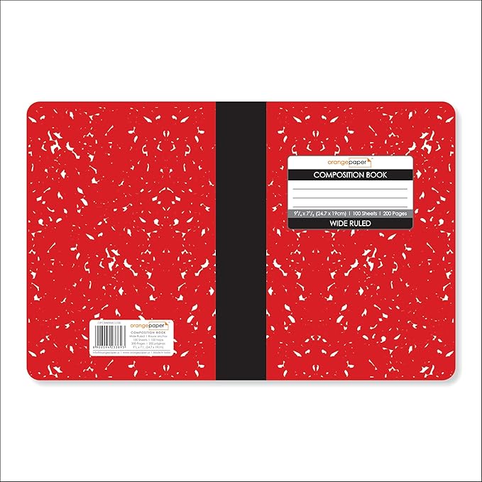 Composition Book – 100 Sheets, Wide Ruled, 9.75 x 7.5 inch – Durable Cover – School & Office Use – Pack of 4 - Color Marble Design