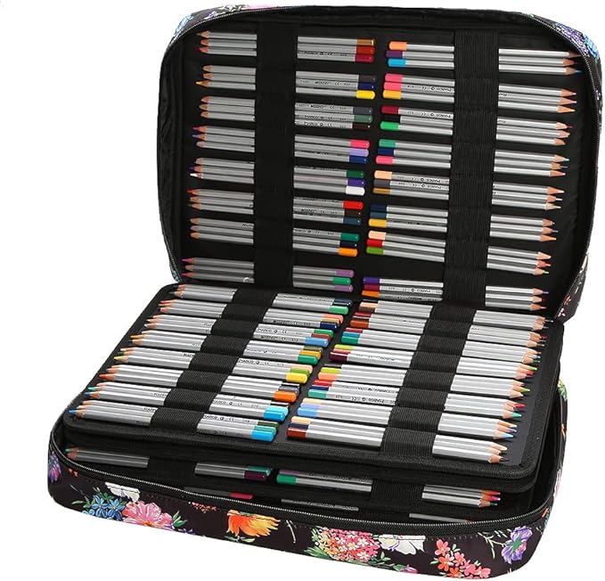 Lbxgap Portable Colored Pencil Case Holds 480 Slots Pencils or 320 to 328 Gel Pens Large Capacity Pencil Organizer with Handle Strap Handy for Colored Pencils & Gel Pen