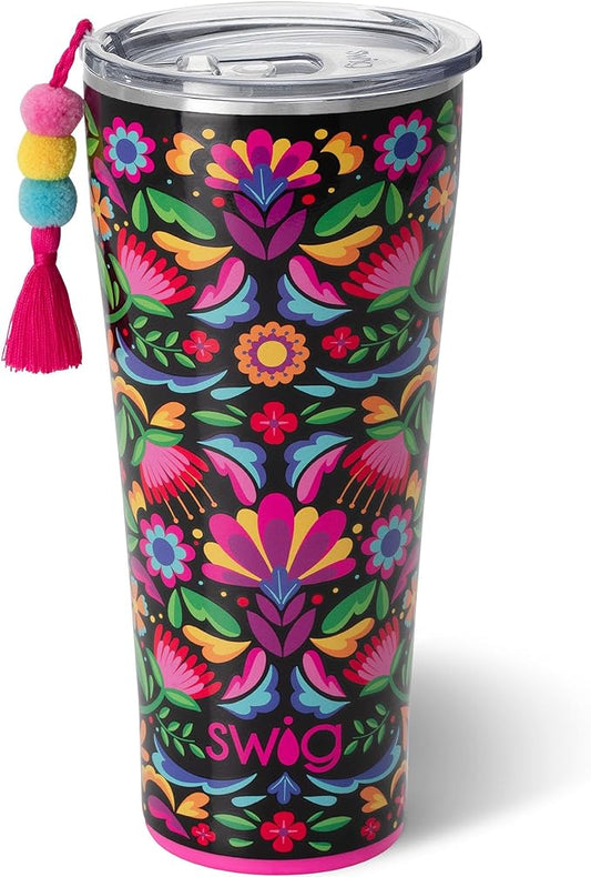Swig Life 32oz Insulated Tumbler, Travel Coffee Tumbler with Lid, Cup Holder Friendly Travel Coffee Mug, Stainless Steel with Lid (Caliente)