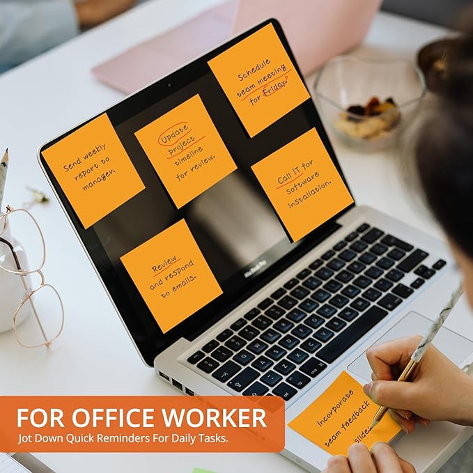 Sticky Notes, 36 Pads, 3x3 Inches Self-Stick Note Pads, Perfect for Office, Study, and Daily Life Organization - Orange
