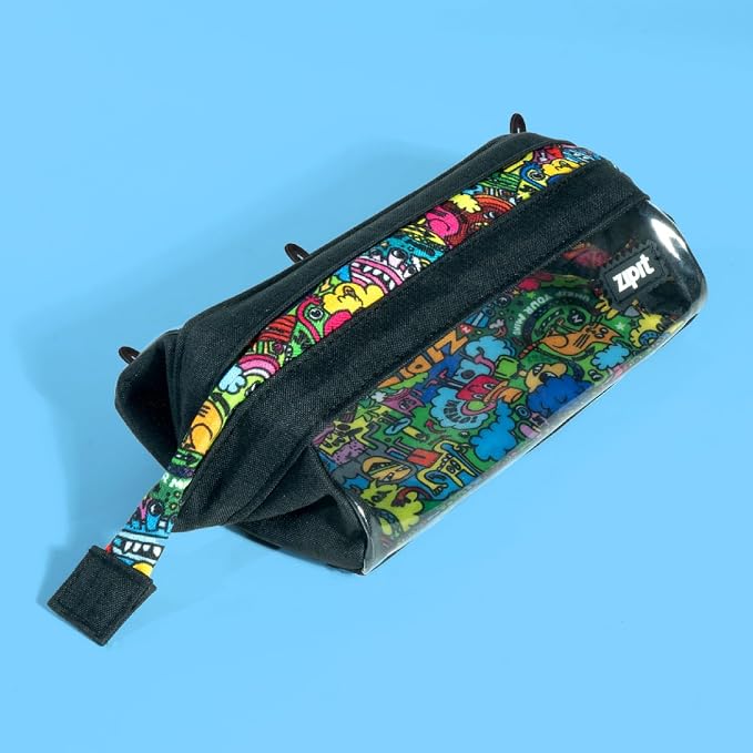 ZIPIT Lenny Clear Pencil Case, Wide-Opening Zipper Pouch for Girls and Boys | Aesthetic pouch for school, machine washable, colorful lining, holds 55 pens & pencils, doubles as a makeup case for travel