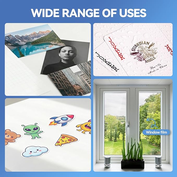 36 Sheets Transparent Laminate Sheets 8.5x11 inch Self Adhesive Laminating Sheets 100% Clear Waterproof Vinyl Laminator Sheets Overlay Lamination Sticker Film for Sticker Paper, Photo