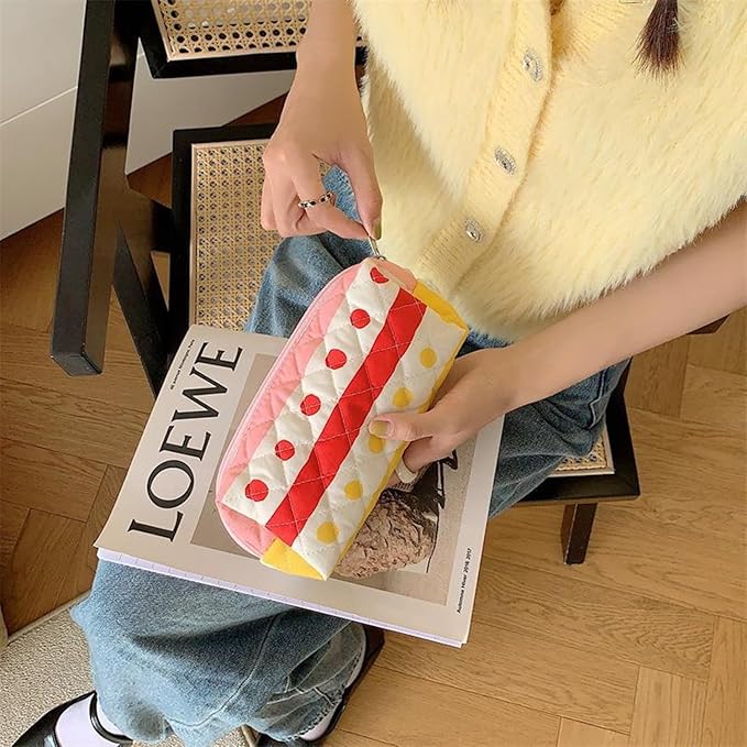 Pencil Case Office College School Storage Bag Pouch Holder Box Organizer Makeup Pouch Cosmetic Bag Aesthetic Cute Pen Case for Girls Boys Kids (Pink bow)