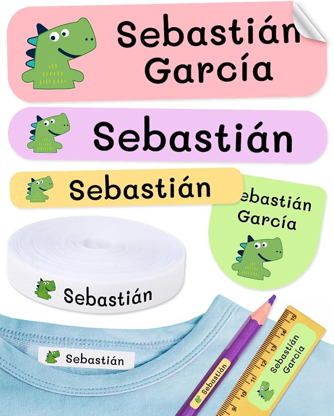 620 Custom Name Labels for Clothing & School Supplies – 400 Iron-On Fabric Labels + 220 Waterproof Stickers for School, Daycare & Nursing Home