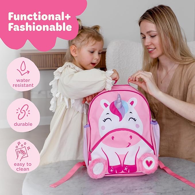 Move2Play, Unicorn Kids Backpack | Kid Size | Back to School | Elementary, Kindergarten Book Bag | Designed for Boys & Girls Ages 4+ Year Olds | Travel Ready