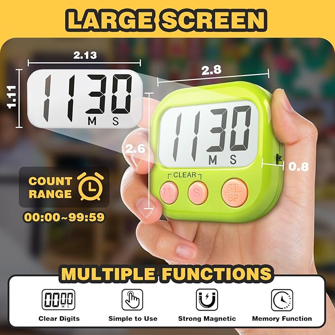 Classroom Timers for Teachers Kids Large Magnetic Digital Timer Teacher Supplies 6 Pack-Blue Green