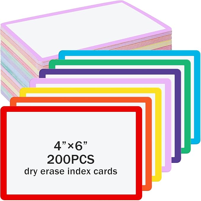 Harloon 100 Pcs Dry Erase Index Cards 4 x 6 Inch Laminated Reusable Dry Erase Note Cards Sheets for Office Home Housework to Do List (Multicolored)