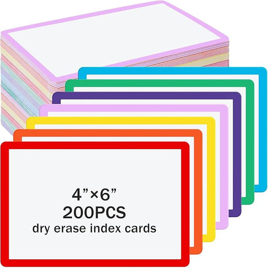 Harloon 100 Pcs Dry Erase Index Cards 4 x 6 Inch Laminated Reusable Dry Erase Note Cards Sheets for Office Home Housework to Do List (Multicolored)