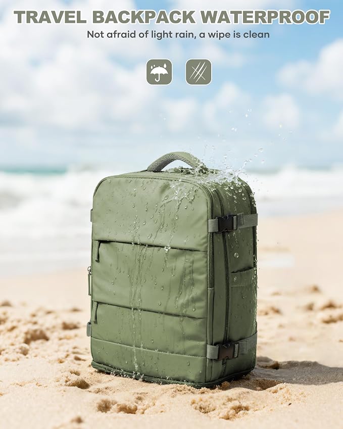 coowoz Travel Backpack Carry On for Women Man Gym Backpack with Laptop Compartment Mochila de Viaje Teacher Personal Item Backpacks Rucksack Airplane Accessories Must Haves,Gray Green Small