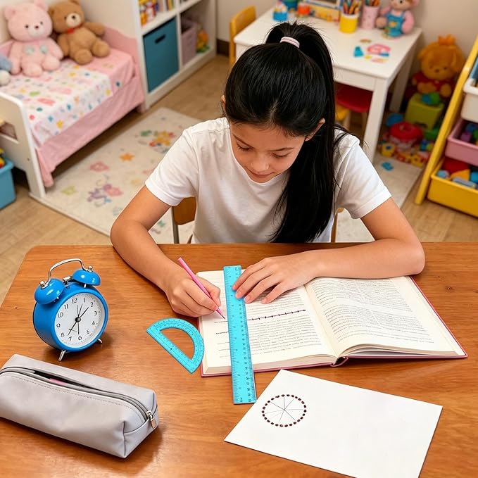 School Ruler and Protractor Set, Professional Math Teaching Stationery and Geometry Kit, Precision Measuring Tools for Home, Office, Classroom, Drafting Supplies for Students, Teachers