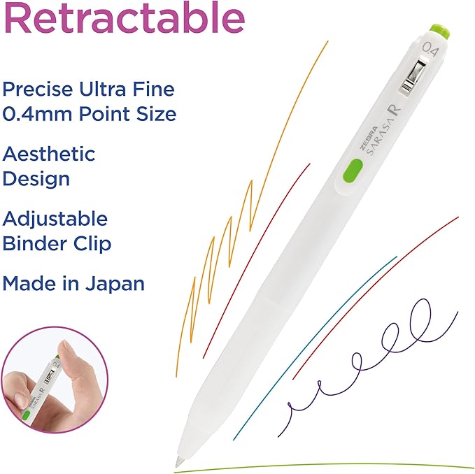 Zebra Pen, SARASA R Gel Pens, Blue Ink, 0.4mm Fine Point, Vivid Ink to Create Deep, Saturated Color and Smooth Gel Lines, Quick-Drying for Smear-Free Writing, Made in Japan, 12-Pack (47720)