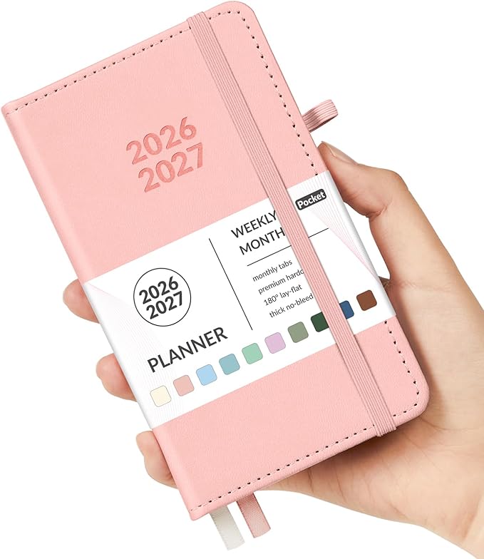 Forvencer Pocket Planner 2026-2027, Weekly Monthly Planners for Purse, 3.5" x 6", July 2026-June 2027, Cute Small Daily Academic Calendar, Elastic Band, Hardcover Agenda for Women, Teacher