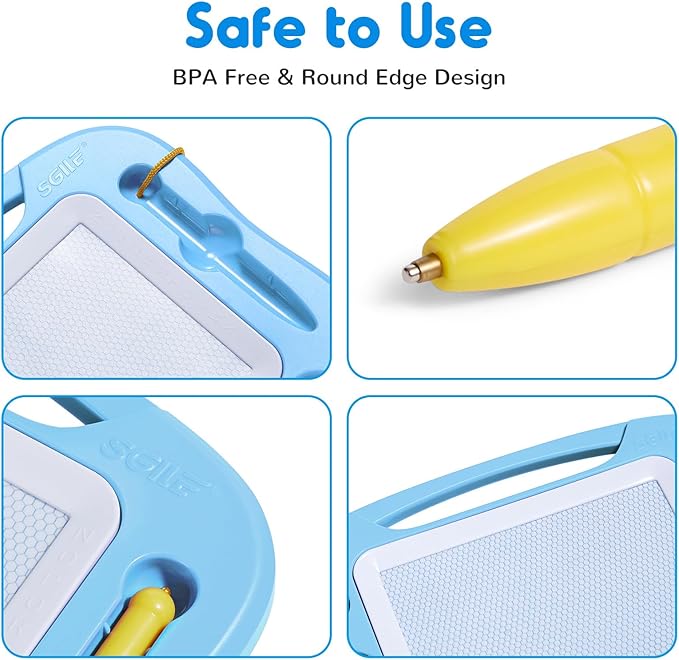 SGILE Toddler Toys for Kids, Magnetic Drawing Board for Birthday Gift, Toys for 1 2 3 Year Old Girls Boys, Etch & Sketch Pad with 3 Stamps, Learning and Educational, Light Blue