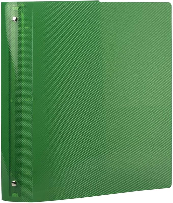 JAM PAPER Plastic 1.5 inch Binder - Green 3 Ring Binder - Sold Individually