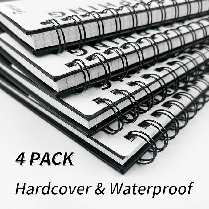 Dotted Journal Spiral Notebook 8.5" x 11"-4 Pack Dot Grid Notebook Hardcover Notebook 120 Pages 100 GSM Thick Dotted Paper Notebook Hardcover Journal for School, Office, Artist