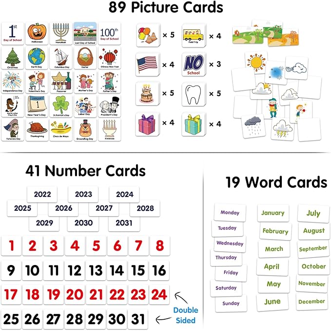 Calendar and Weather Pocket Chart, Classroom Organized Chart, 149 Pieces