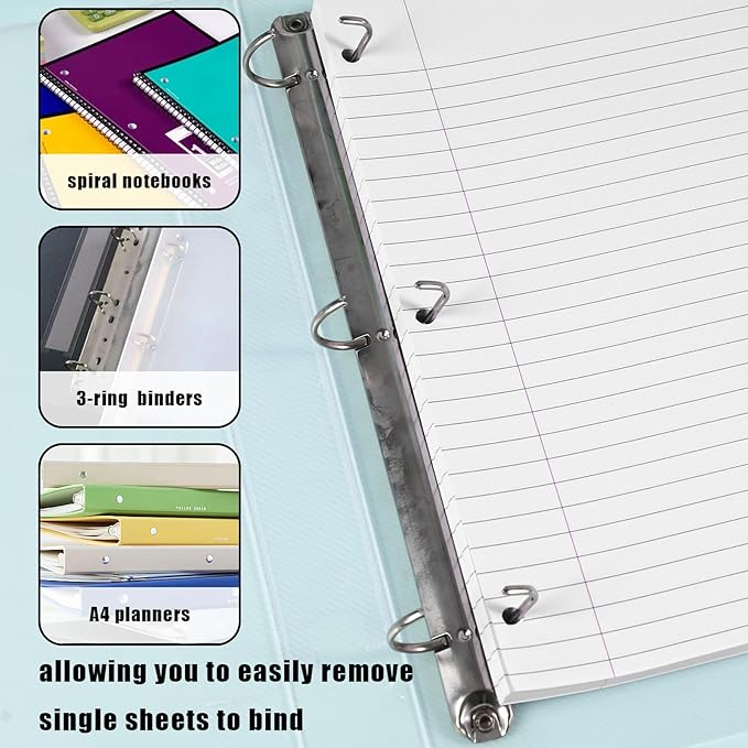 Koogel White Filler Paper, 3 Hole Punched, 100 Sheets Loose Leaf Wide Ruled Lined Notebook Paper, 8" x 10-1/2" Filler for Notebooks, School Office Writing Supplies, Fights Ink Bleed, White